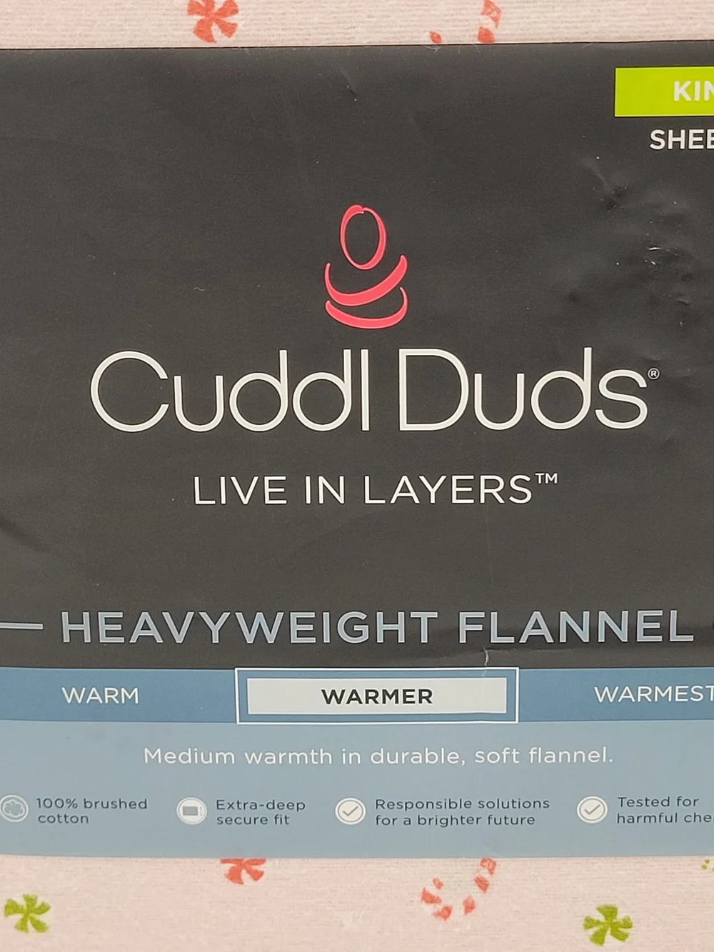 Cuddl Duds Heavyweight  Cotton Flannel Sheet Set Pink Candy Print KING Size NEW